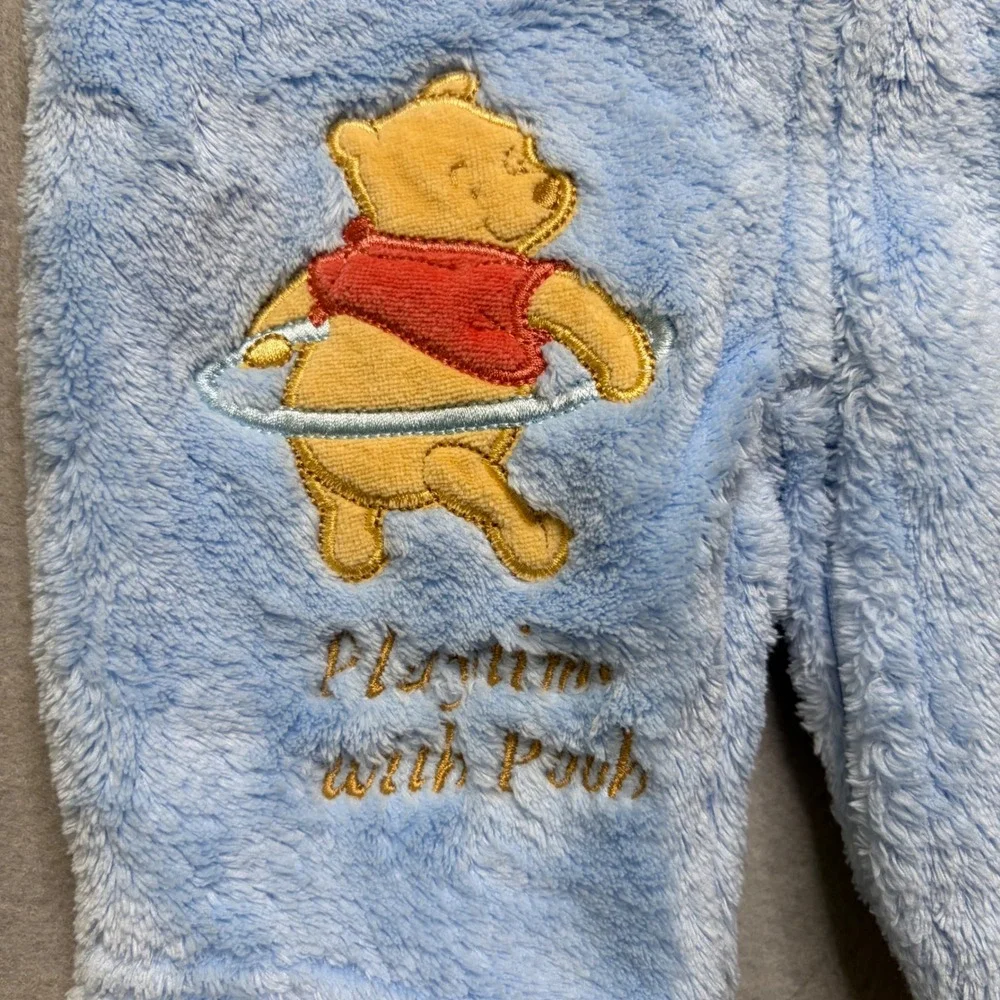 Disney Fleece Pram Unisex 0-3M Blue Winnie‎ the Pooh Vintage Hooded Bunting Suit